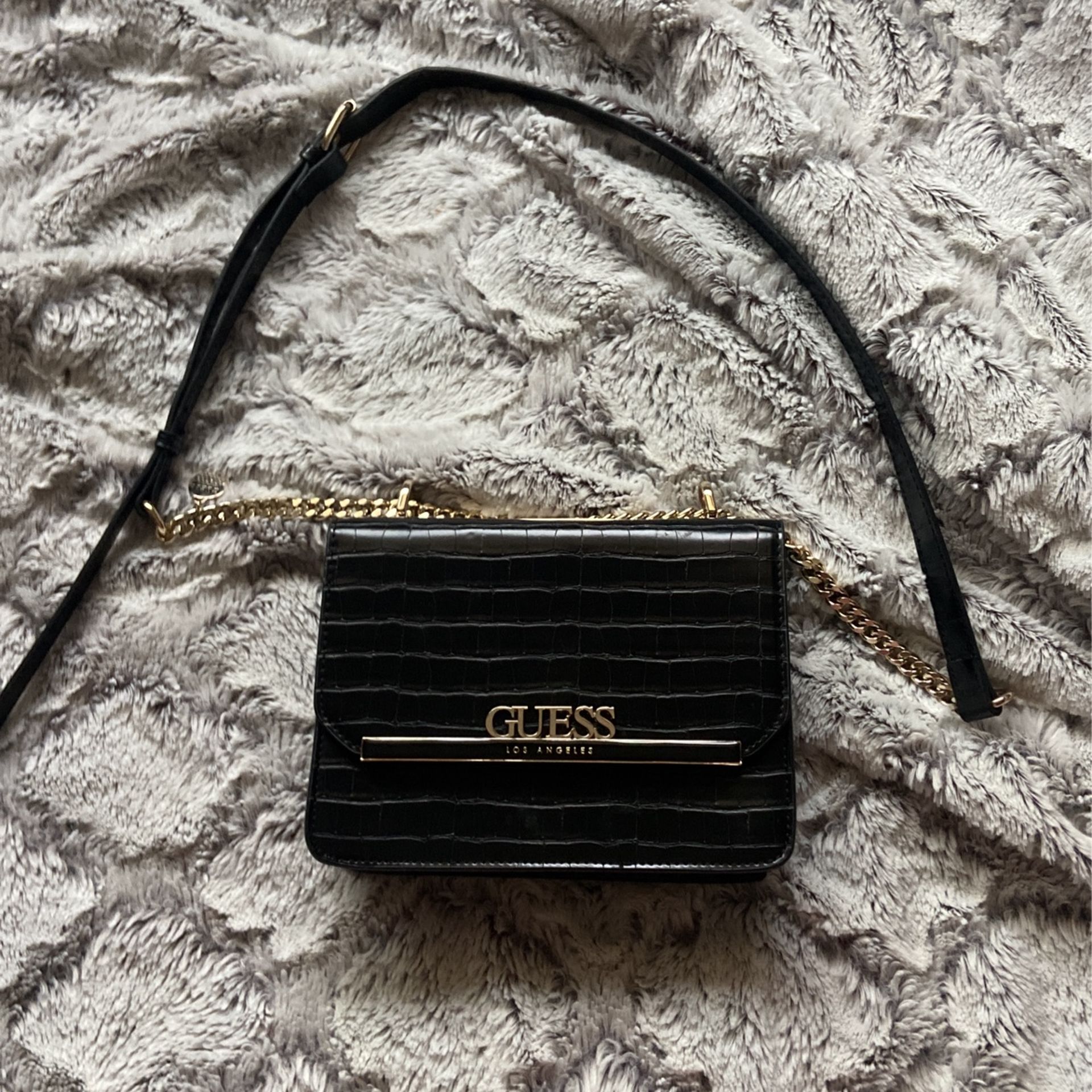 Black Leather Shoulder Bag Guess