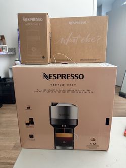 Nespresso Vertuo Next Black and Chrome with Aeroccino 3 in black( milk frother) and Welcome Set