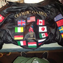  American Toons By Excelled. Vintage 1996 Olympic Games Atlanta Leather Jacket 