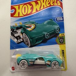 Hot Wheels Slide Kick Experimotors Turquoise White Yellow Diecast Car 2024 1:64