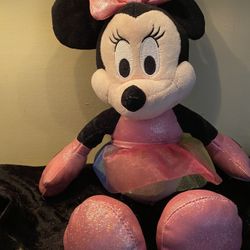 TY Disney Sparkle Minnie Mouse Pink Rainbow Tutu 13” Plush Doll