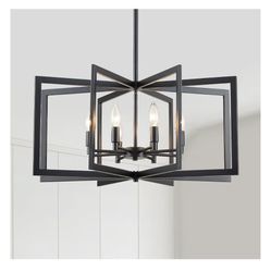26'' Black Chandelier, Modern Farmhouse 8-Light