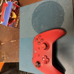 Microsoft Xbox One S 500gb Blue Limited Edition With Controller Game And Wires 