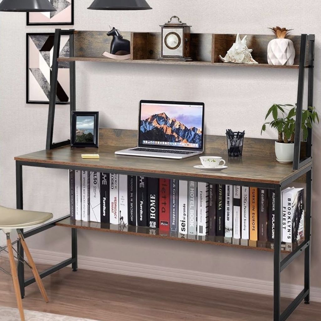 Large Computer Writing Desk With Shelves