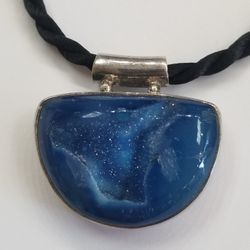 Pendant Druzy Quartz Set In Sterling Silver 