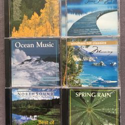 New Age Instrumental Nature Music Classics, lot of 6 CDs new/excellent condition. Narada Wilderness Collection. Windham Hill Classics/ Morning, Time F