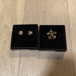 Risis Gold Orchid Brooch And Earring