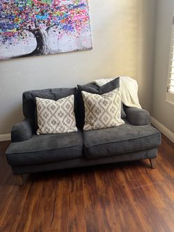 Black Charcoal Loveseat / Small Sofa – 60” Wide