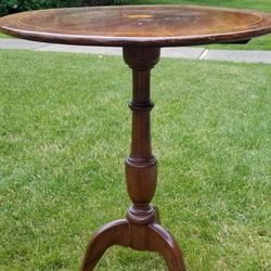 Antique Inlayed Tilting Side Table