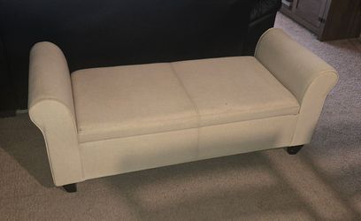 Beige bench with storage