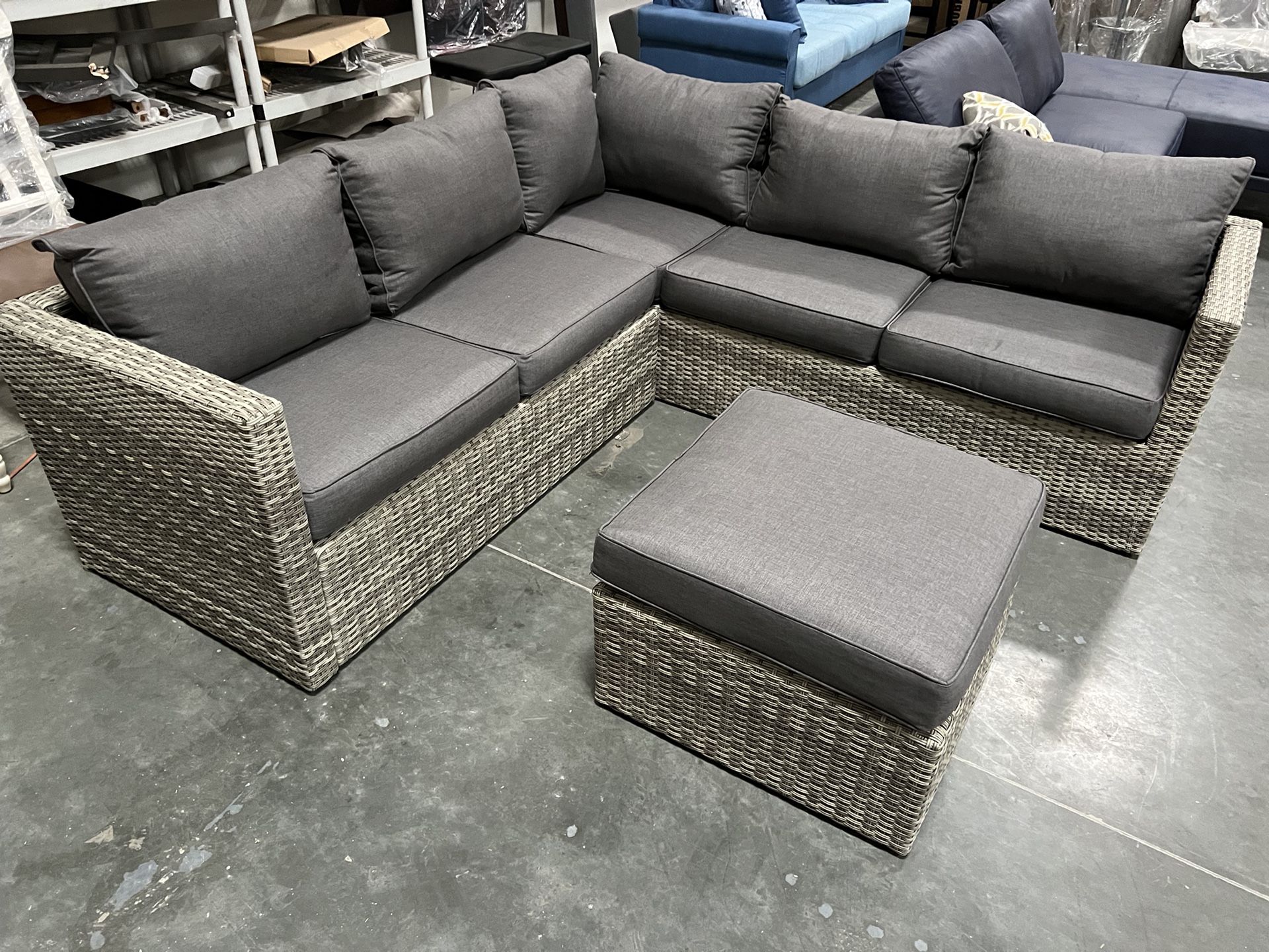 New! Aluminum frame Resin Wicker Sectional. Premium Patio Sectional , Wicker Furniture, Outdoor Furniture, Patio Set, Rattan Wicker Furniture, Grey Pa