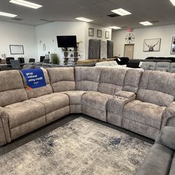 Brown Sectional Power Recliner Set 