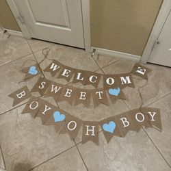 Burlap Baby Boy Shower Banners