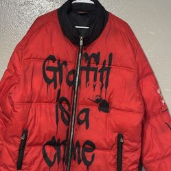 Graffiti Is A Crime Bubble Coat 