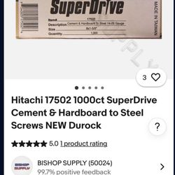 Hitachi  SuperDrive Cement & Hardboard to Steel Screws NEW Durock