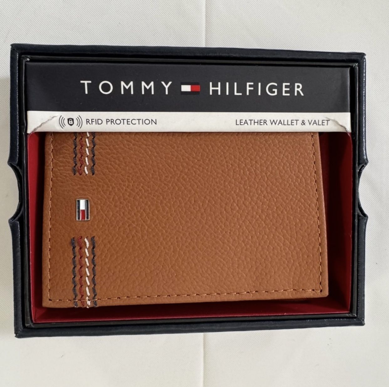 Tommy Hilfiger Brown/Tan Trifold Wallet With RFID Protection
