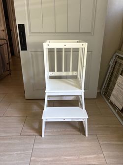 White Wooden Kids Learning Tower Step Stool