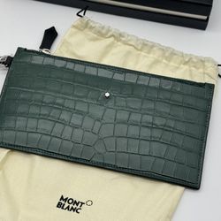 MONTBLANC SELECTION GREEN LEATHER 8CC HOLDER WALLET POUCH NEW 100% GENUINE ~$665