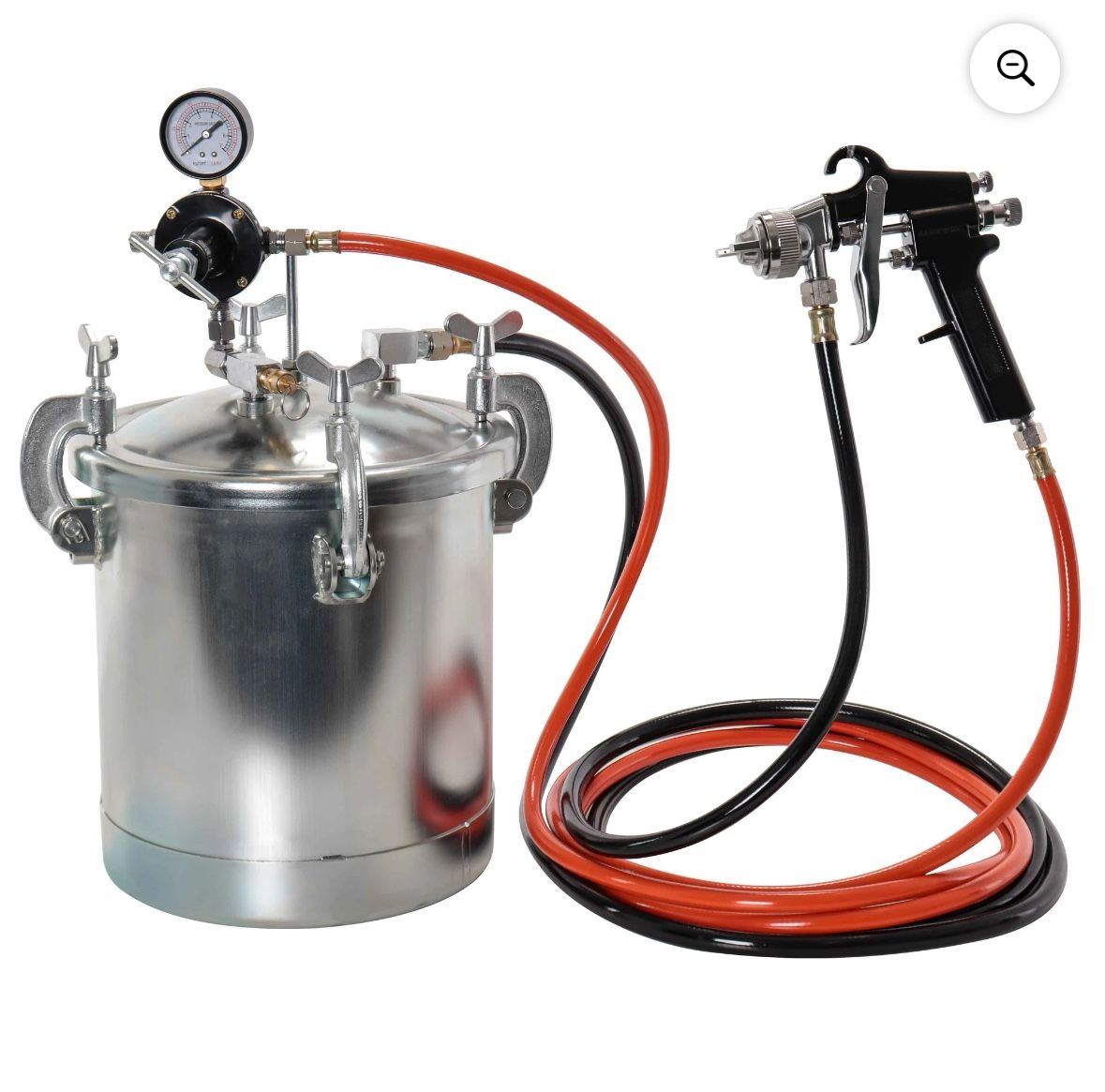 TCP Global Pressure Tank Paint Spray Gun with 1.5 Mm Nozzle 2-1/2 Gal. Pressure Pot & Spray Gun with Hoses