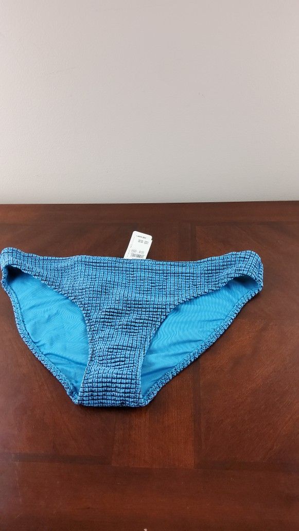 Aerie Crinkle Blue and Black Bikini Bottom Size Medium