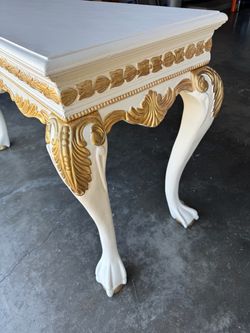 Baroque Style White and Gold Console Table