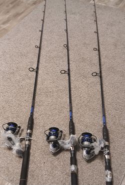 3 Brand New Still wrapped  Tsunami Barrier ll 6000 combos on matching special grip Graphite Barrier ll 2 piece med 7'0 Rod 's