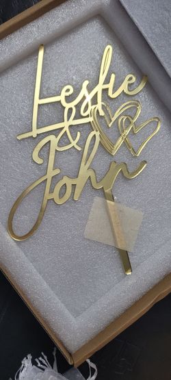 Leslie & John Wedding Cake Topper