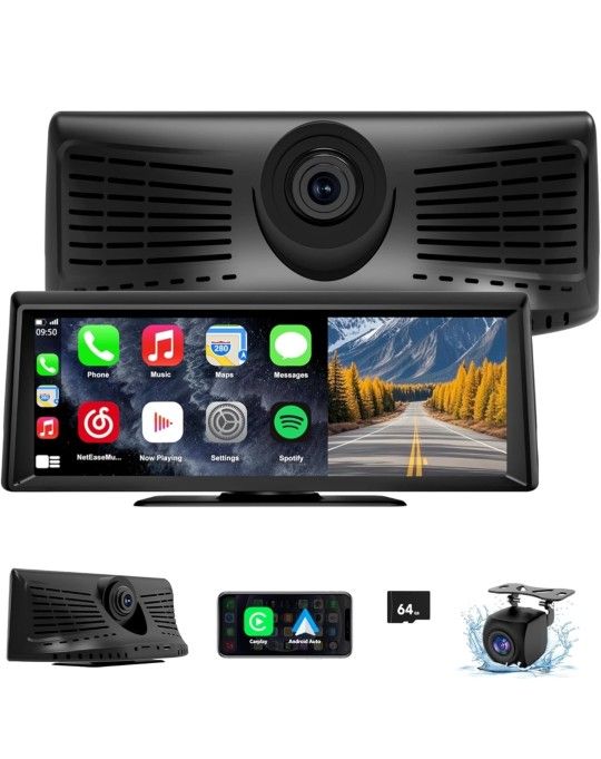 Wireless CarPlay Screen with 2K Dash Cam