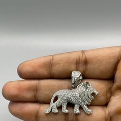 AUTHENTIC Silver and Moissanite LION charm