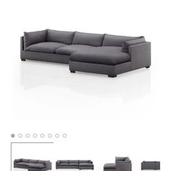 Four Hands Westwood 131 Grey Sectional Sofa