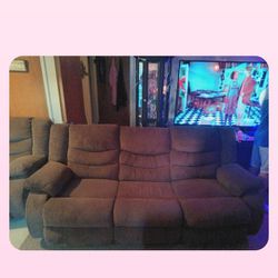Couch & Love Seat W/ 4 Recliners 
