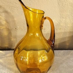 Vintage Mid Century Blenko #991 Amber Pitcher Vase.   See Full Description 