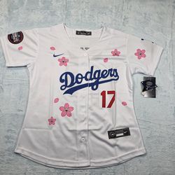Women's Dodgers Shohei Ohtani #17 Takashi Murakami Cherry Blossom Tokyo Series 2025 Jersey Size M
