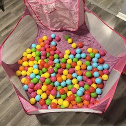 Kids Ball Pit Play Tent w/ Basketball Hoop + 100+ Balls
