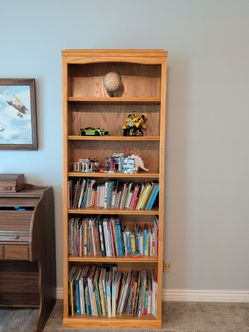 Tall 5-Shelf Wood Bookshelf - Moving Sale!