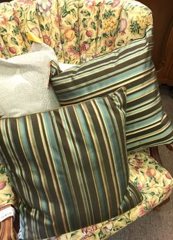 Two Brown Striped Cushions