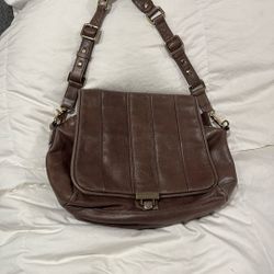  Beautiful Brown Leather Handbag Gold Tone Hardware And Stamped Logo Plate From Charles David Suede On The Inside