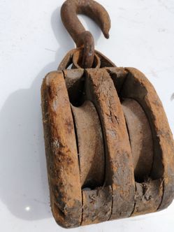Antique wooden pulley