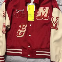 MEDM Varsity Jacket - Red And Cream - Size Large - BRAND NEW