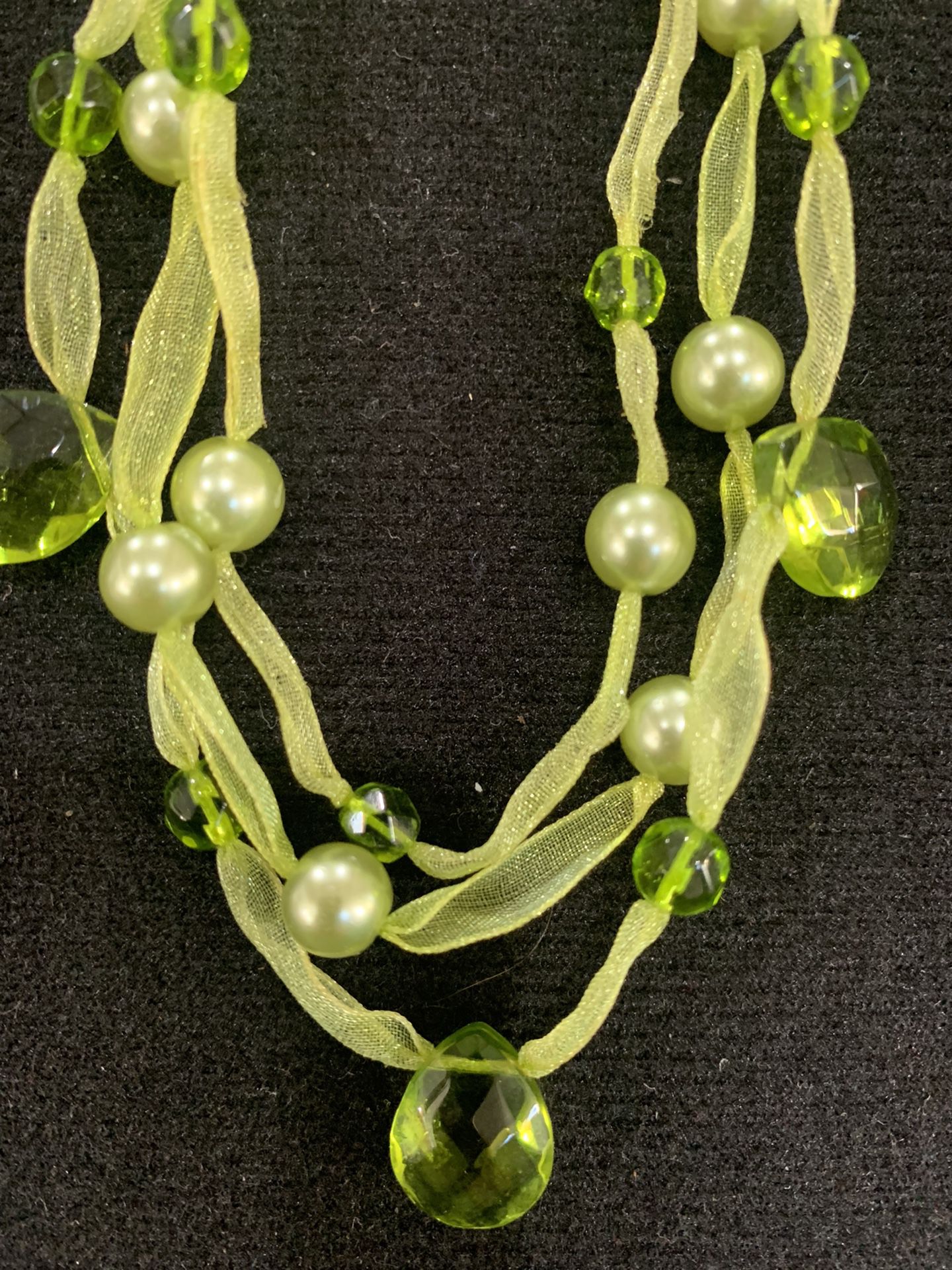Lime Green Ribbon Necklace 