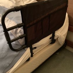 Manufacture is: Stander Description: EZ Adjust Bed Rail Color: Black Made of Metal Item Weight 5 lbs. Weight limit 300 lb person Includes side pocket 