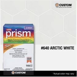 Unopened Custom Prism Performance Grout Arctic White 8.5lbs