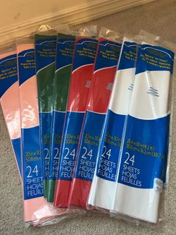 White, Red, Pink, Green Spectra Art Tissue. $10 Each