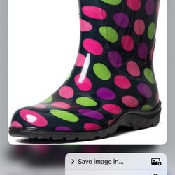 Brand New! Women's Neon Polka Dot Rain Boots (US Size 6/7)
