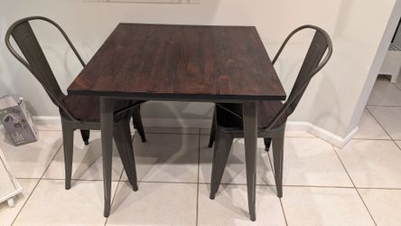 Dining set - Industrial Bistro Table + 2 Chairs  - Like New!