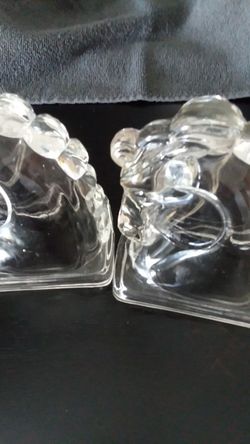 Vintage glass horsehead bookends