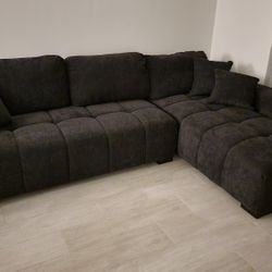 Black Sectional Sofa Modern New 