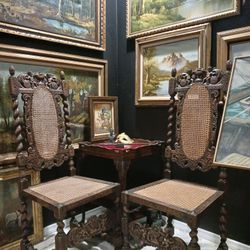 2 Vintage Hand Carved Chairs 