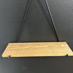 Wood/Metal Floating Wall Shelves Set of 2