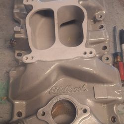 Edelbrock Performer Intake Chevrolet  350 Tbi Heads 86 To 95 Years Nice Used Condition Cleaned Clear Coated. See Pucs #2104 Goggle Info .35thAveAndMc.